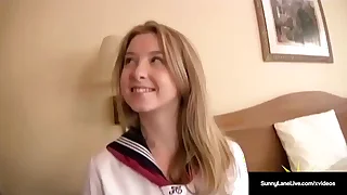 American Pupil Unscarred Lane Gets Her Wet Pussy Noodled By Roasting Asian&excl;